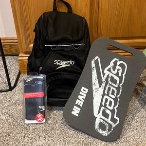 Speedo swim bag (black) with FREE swim cap and kick board